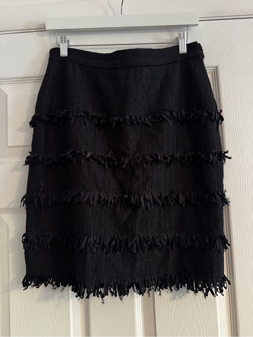 Fringed Black Pencil Skirt
